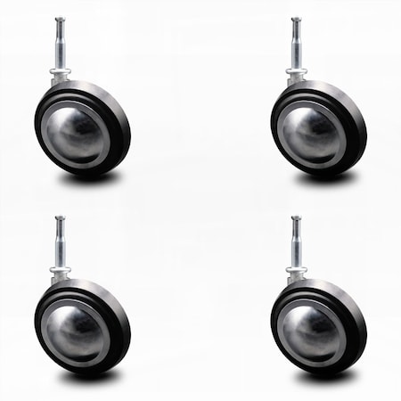 Service Caster 3 Inch Bright Chrome Soft Tread Ball Caster - Grip Neck Stem - SCC, 4PK SCC-GN01S30-DCR-BC-4